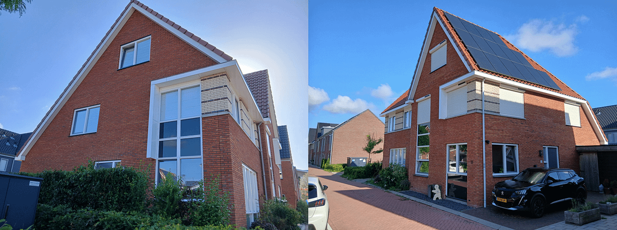 buitenschilderwerk twee onder een kapwoning Boskoop RAL 9016 en RAL 7005